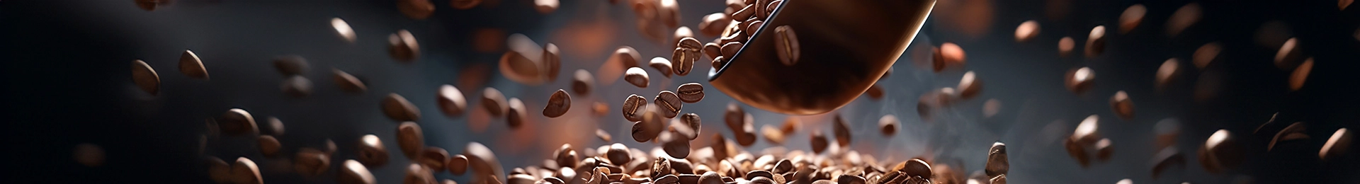 banner para a categoria de drip coffee, com grãos de café espalhados